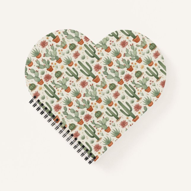 Desert Cacti Succulent Seamless Pattern Notizbuch (Vorderseite)