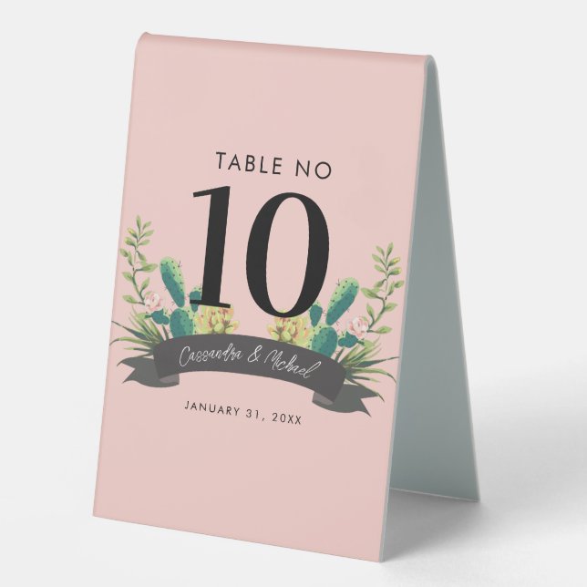 Desert Cactus Bloom Tischaufsteller (Vorderseite)