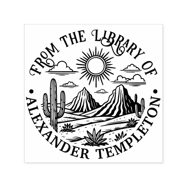 Desert Cactus Landscape #2P Library Name Permastempel (Design)