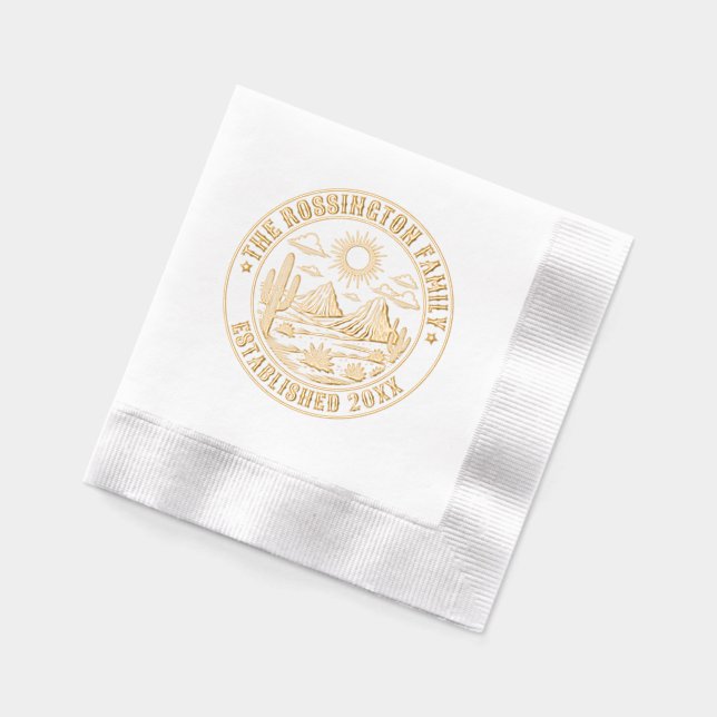 Desert Cactus Landscape #2S Familienname Datum Est Servietten Mit Folie (Links)