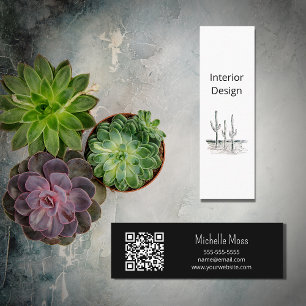 Desert Cactus QR Code Einfaches Design Mini Visitenkarte