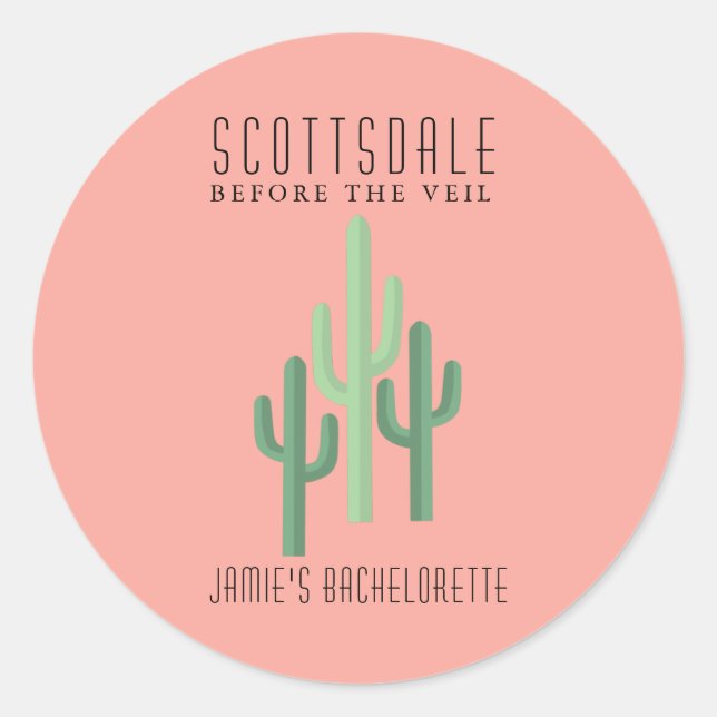Desert Cactus Scottsdale Bachelorette Button Runder Aufkleber (Vorderseite)