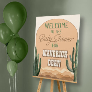 Desert Cactus Southwest Baby Shower Begrüßungszeic Poster