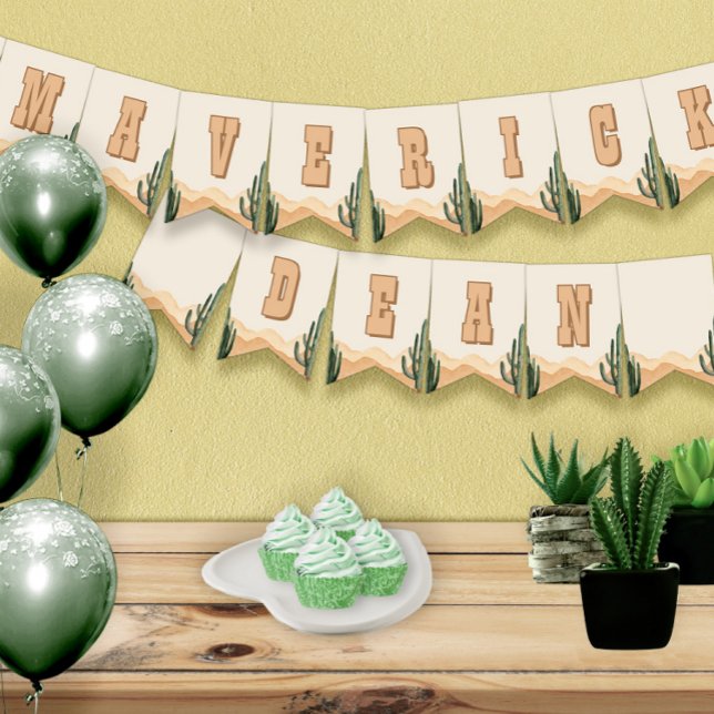 Desert Cactus Southwest Baby Shower, Geburtsname Wimpelkette (Von Creator hochgeladen)