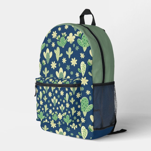 Desert Cactus & Succulent Pattern Bedruckter Rucksack (Rückseitige Ecke Rechts)