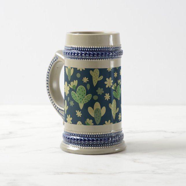 Desert Cactus & Succulent Pattern Bierglas (Vorderseite Links)