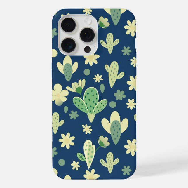 Desert Cactus & Succulent Pattern iPhone 15 Pro Max Hülle (Rückseite)