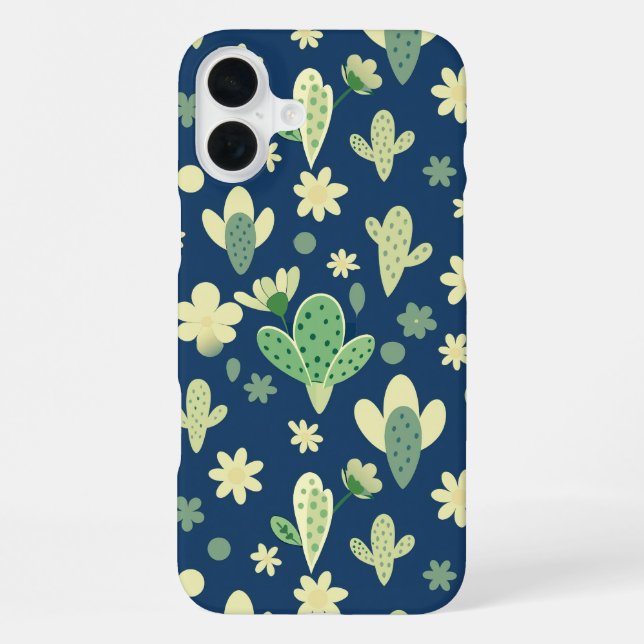Desert Cactus & Succulent Pattern iPhone 16 Plus Hülle (Rückseite)