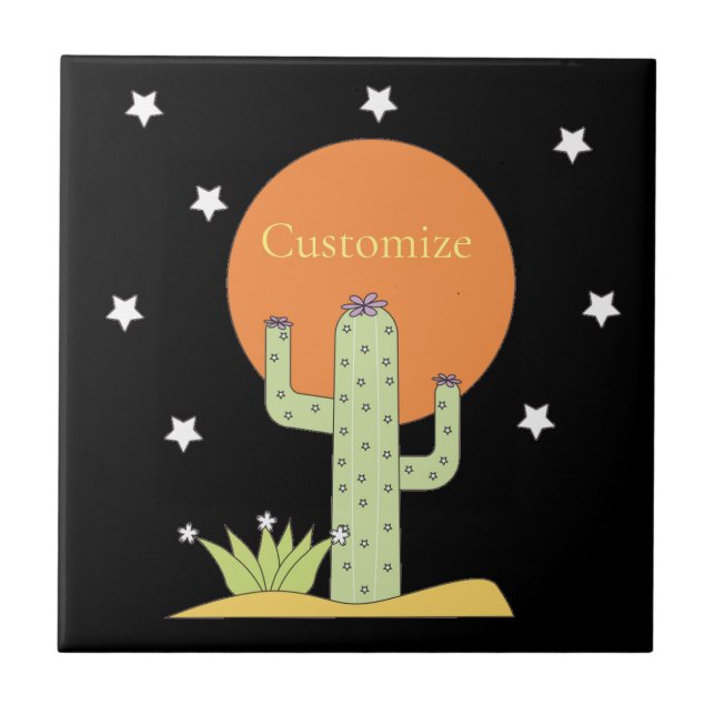 Desert Cactus Sun Thunder_Cove Fliese (Vorderseite)