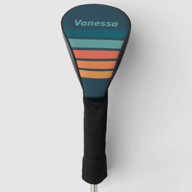 Desert Cactus Sunrise Across Striping with Name Golf Headcover (Vorderseite)