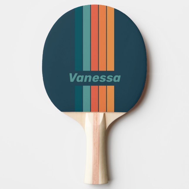 Desert Cactus Sunrise Pin Striped with Name Tischtennis Schläger (Vorderseite)
