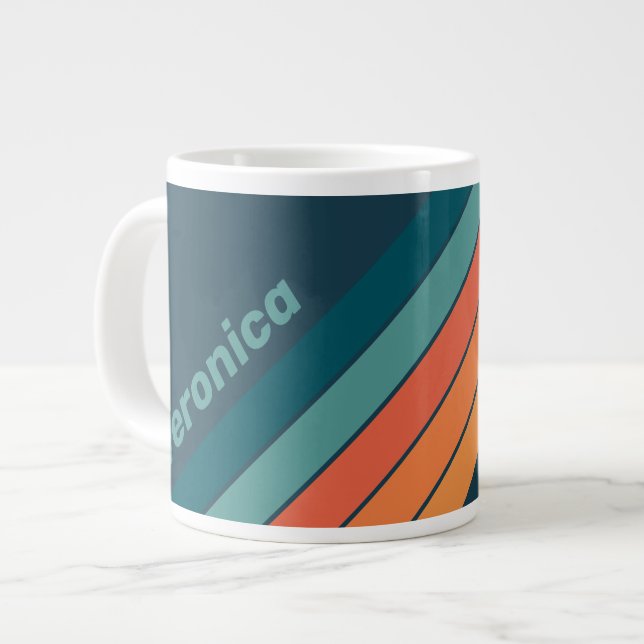 Desert Cactus Sunrise Stripes with Name Jumbo-Tasse (Vorderseite Links)