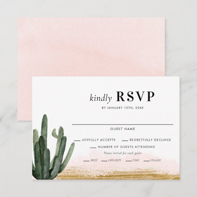 Desert Cactus Wedding RSVP Card (Vorne/Hinten)
