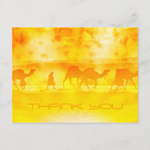 Desert Camel Caravan Sunburst Danke Postcard Postkarte