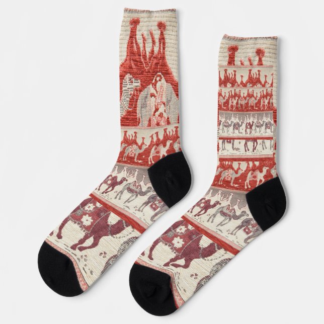 Desert Camels Caravan Art Socken (Linkes Detail)