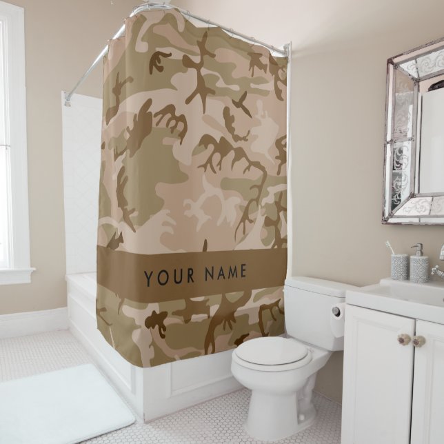 Desert Camouflage Pattern, Ihr Name, Personalisier Duschvorhang (Beispiel)