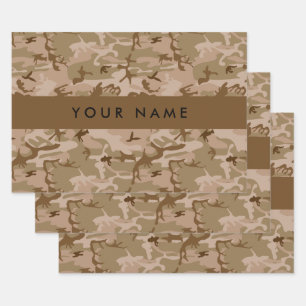 Desert Camouflage Pattern, Ihr Name, Personalisier Geschenkpapier Set