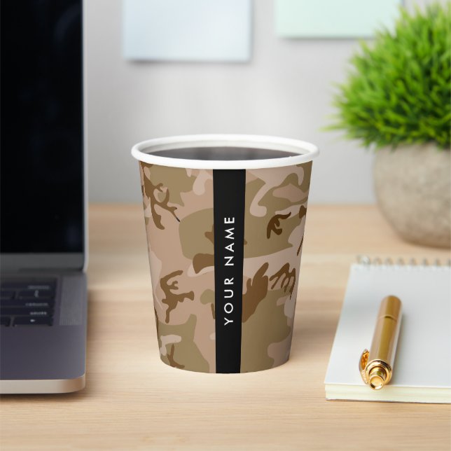 Desert Camouflage Pattern, Ihr Name, Personalisier Pappbecher (InSitu)