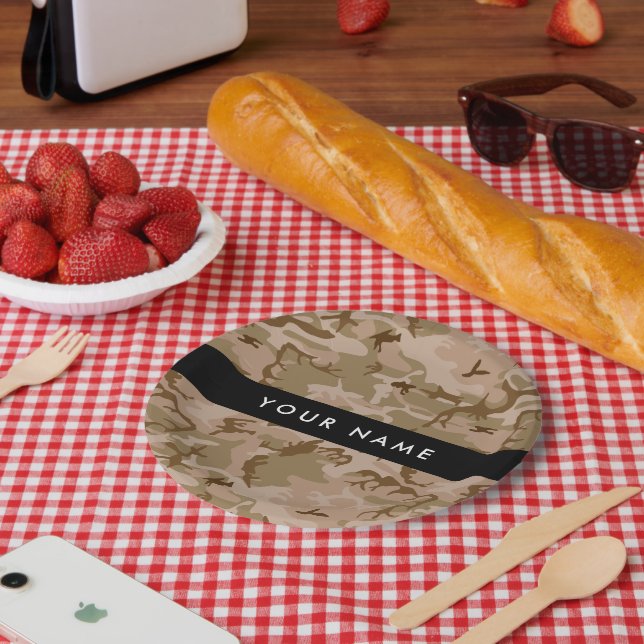 Desert Camouflage Pattern, Ihr Name, Personalisier Pappteller (Picknick)