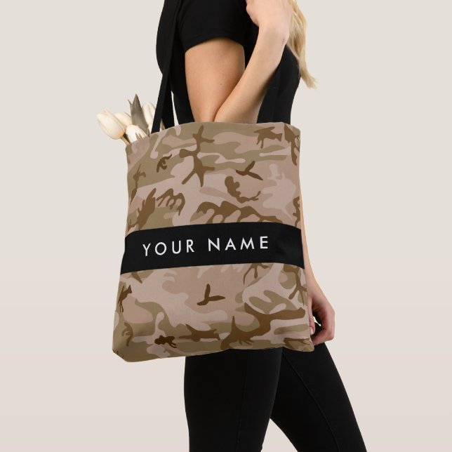 Desert Camouflage Pattern, Ihr Name, Personalisier Tasche (Von Nahem)