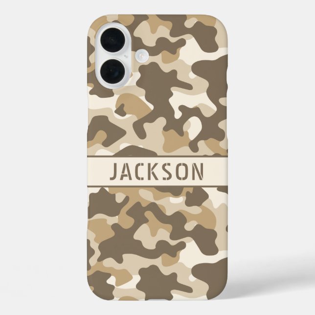 Desert Camouflage Personalized iPhone 16 Plus Hülle (Rückseite)