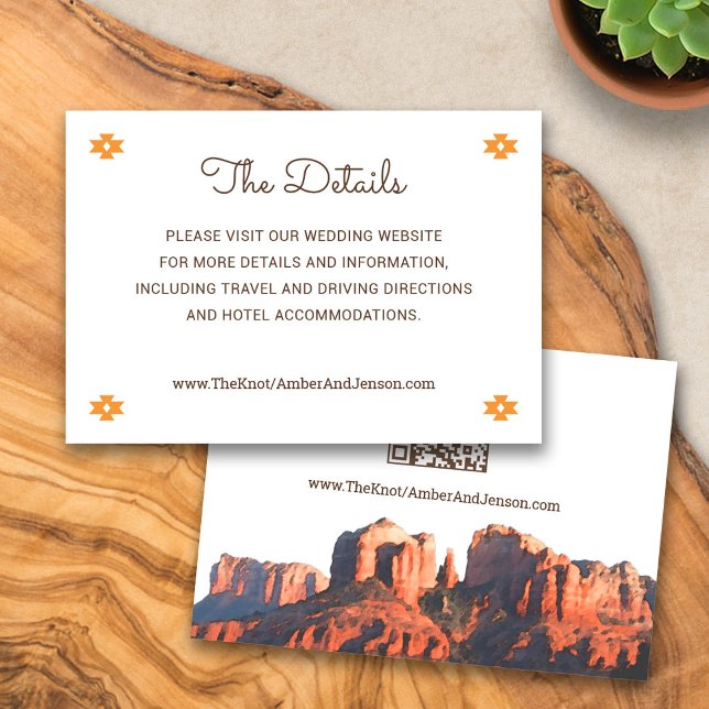 Desert Chic Sedona Details Card mit QR Code Begleitkarte (Desert Chic Sedona Wedding Details Card with QR Code)