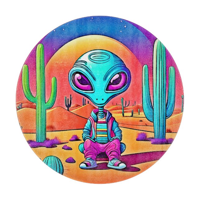 Desert Chillin Alien Art Schneidebrett (Vorderseite)