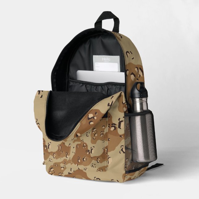 Desert Chocolate-Chip Military Camouflage  Bedruckter Rucksack (Rückseitige Ecke links (Offen) )
