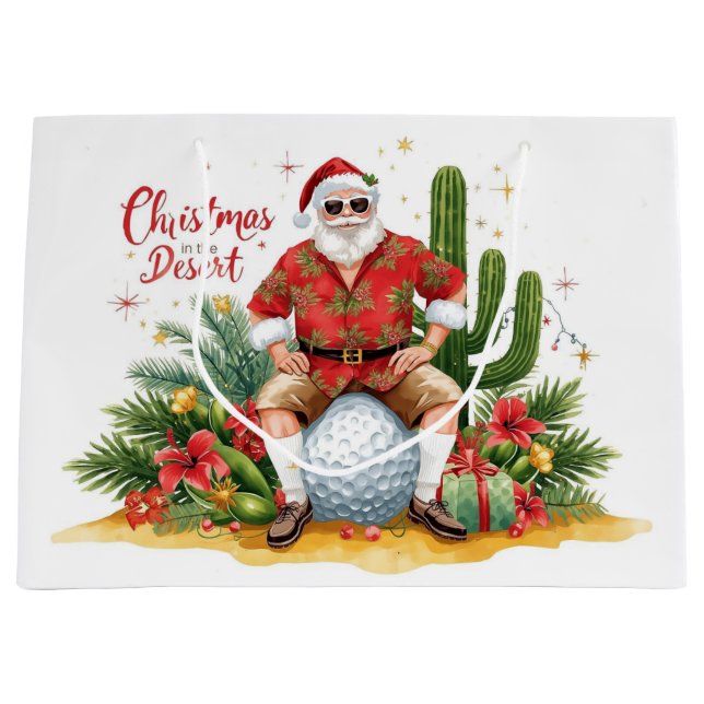 Desert Christmas with Cactus Santa Claus  Große Geschenktüte (Vorderseite)