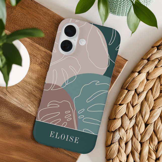 Desert Clay & Spruce Boho Tropical Monstera Leaf iPhone 16 Hülle (Von Creator hochgeladen)