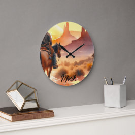 Desert Cowboy Große Wanduhr