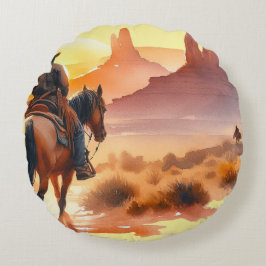 Desert Cowboy Rundes Kissen