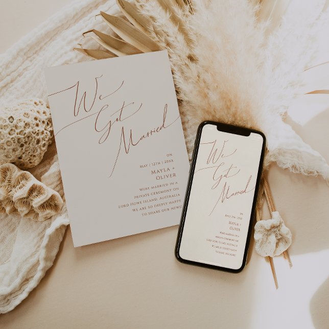 Désert de Whimsical | Faire-part Elopement Beige (Créateur téléchargé)