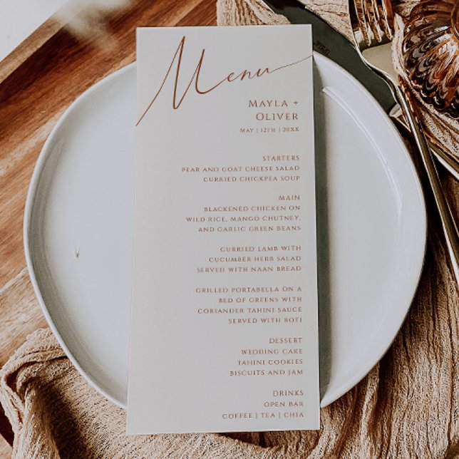 Désert de Whimsical | Menu Dîner Mariage Beige (Créateur téléchargé)