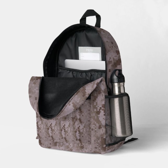 Desert Digital Camouflage Bedruckter Rucksack (Rückseitige Ecke links (Offen) )