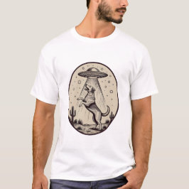 Desert Dog Abduction UFO Illustration T-Shirt