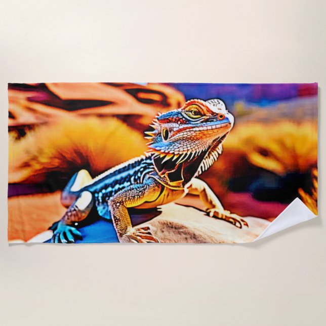 Desert Dragon Lizard Design Strandtuch (Vorderseite)