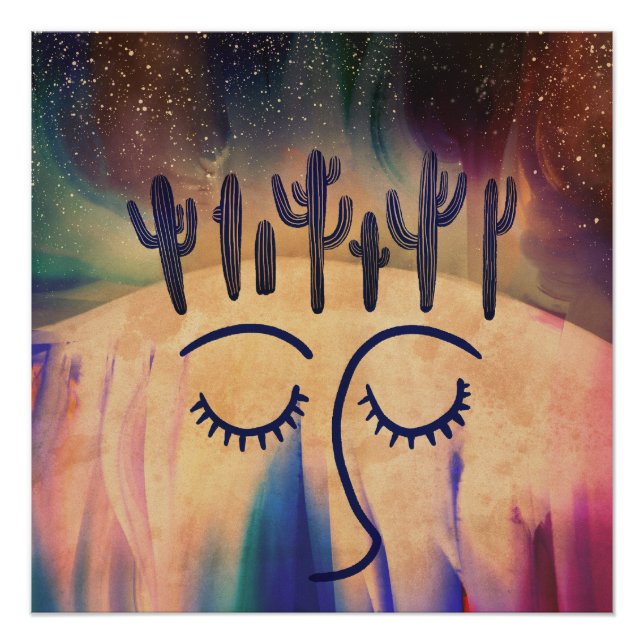 Desert Dreamscape (Surreal Saguaro Cacti Art) Poster (Vorderseite)