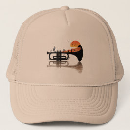 "Desert Echoes – Trumpet Sunset Surrealism" Truckerkappe
