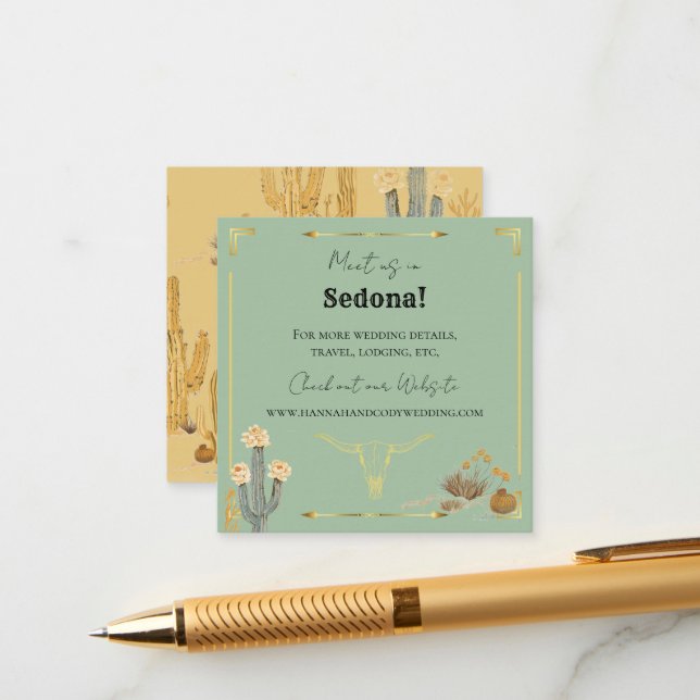 Desert Flowers Western Wedding Enclosure Card Begleitkarte (Vorderseite/Rückseite Beispiel)