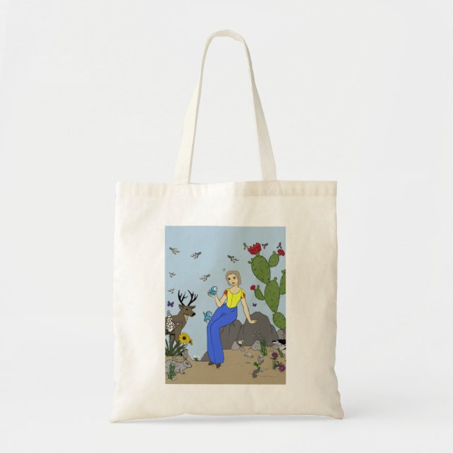 Desert girl and Animaux Sac fourre-tout (Devant)
