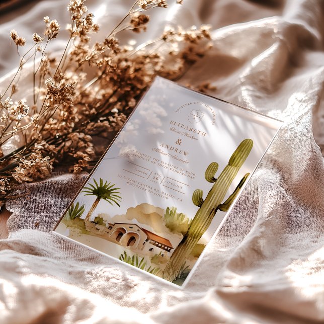 Desert Hacienda Wedding Style Acryleinladungen (Von Creator hochgeladen)