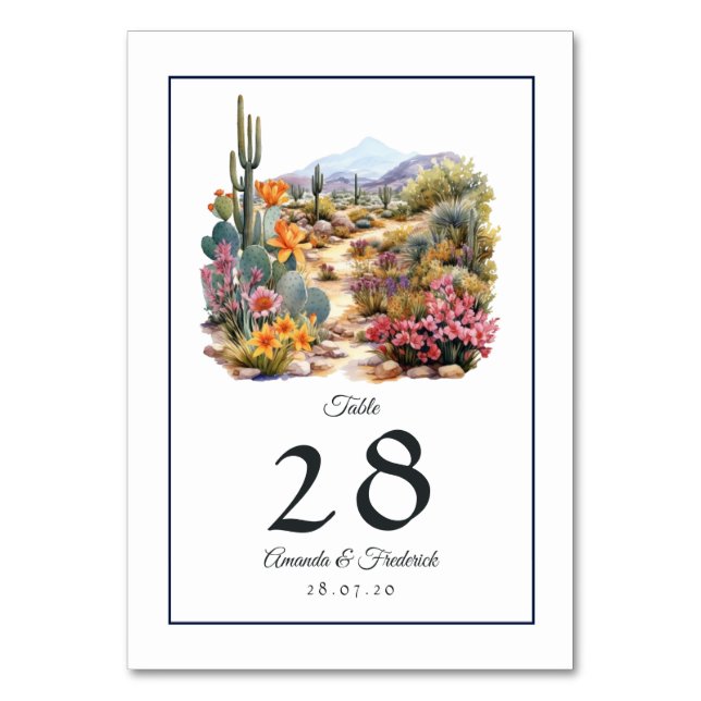Desert Hues Floral Wedding Tischnummer (Vorderseite)