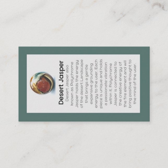 Desert Jasper Crystal Meaning Juwelier Display Visitenkarte (Vorderseite)