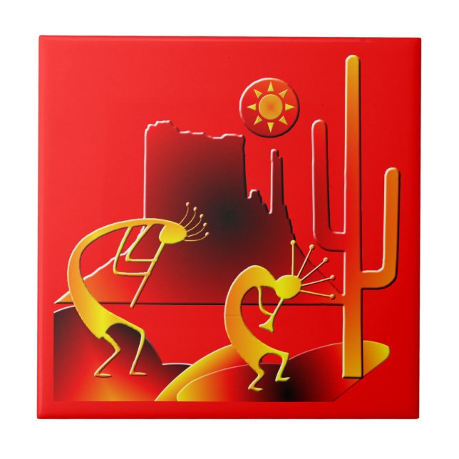 Desert Kokopelli Fliese (Vorderseite)