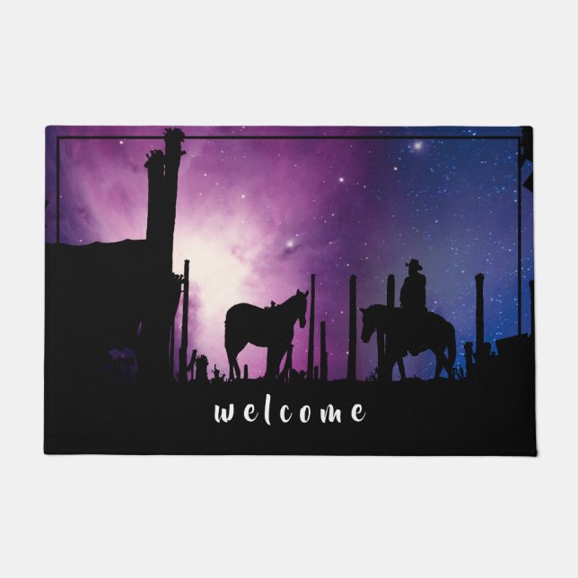 DESERT LIGHTS COWBOY TRAIL DOORMAT FUßMATTE (Vorderseite)