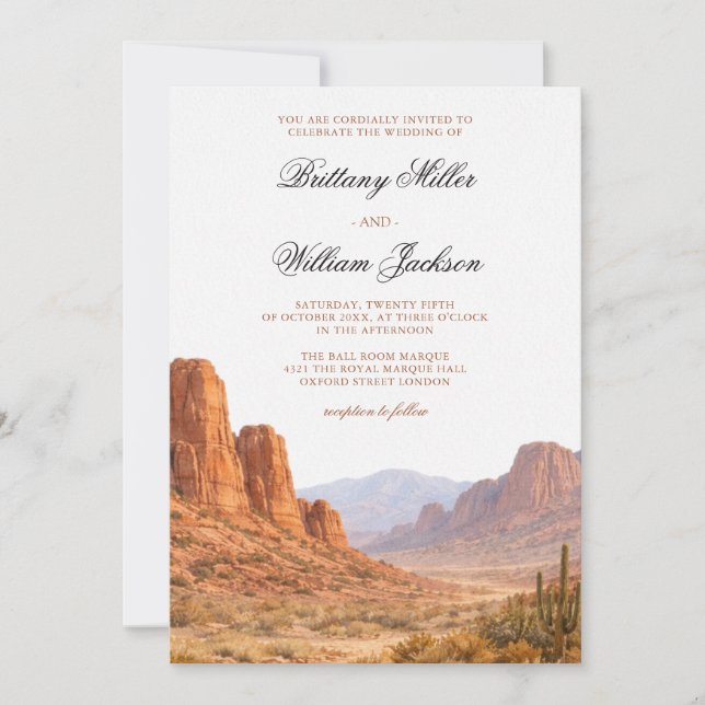 Desert Mountain Landscape Southwestern Wedding Einladung (Vorderseite)