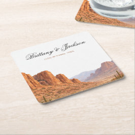 Desert Mountain Landscape Southwestern Wedding Rechteckiger Pappuntersetzer
