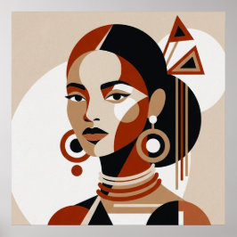 Desert Muse: Geometric Avant-Garde Portrait in Ter Poster