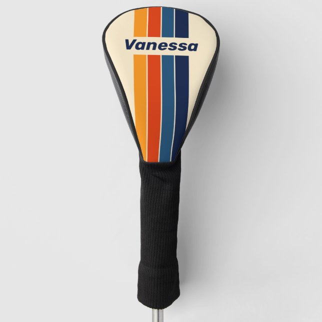 Desert Retro Rainbow Pin Striped with Name Golf Headcover (Vorderseite)